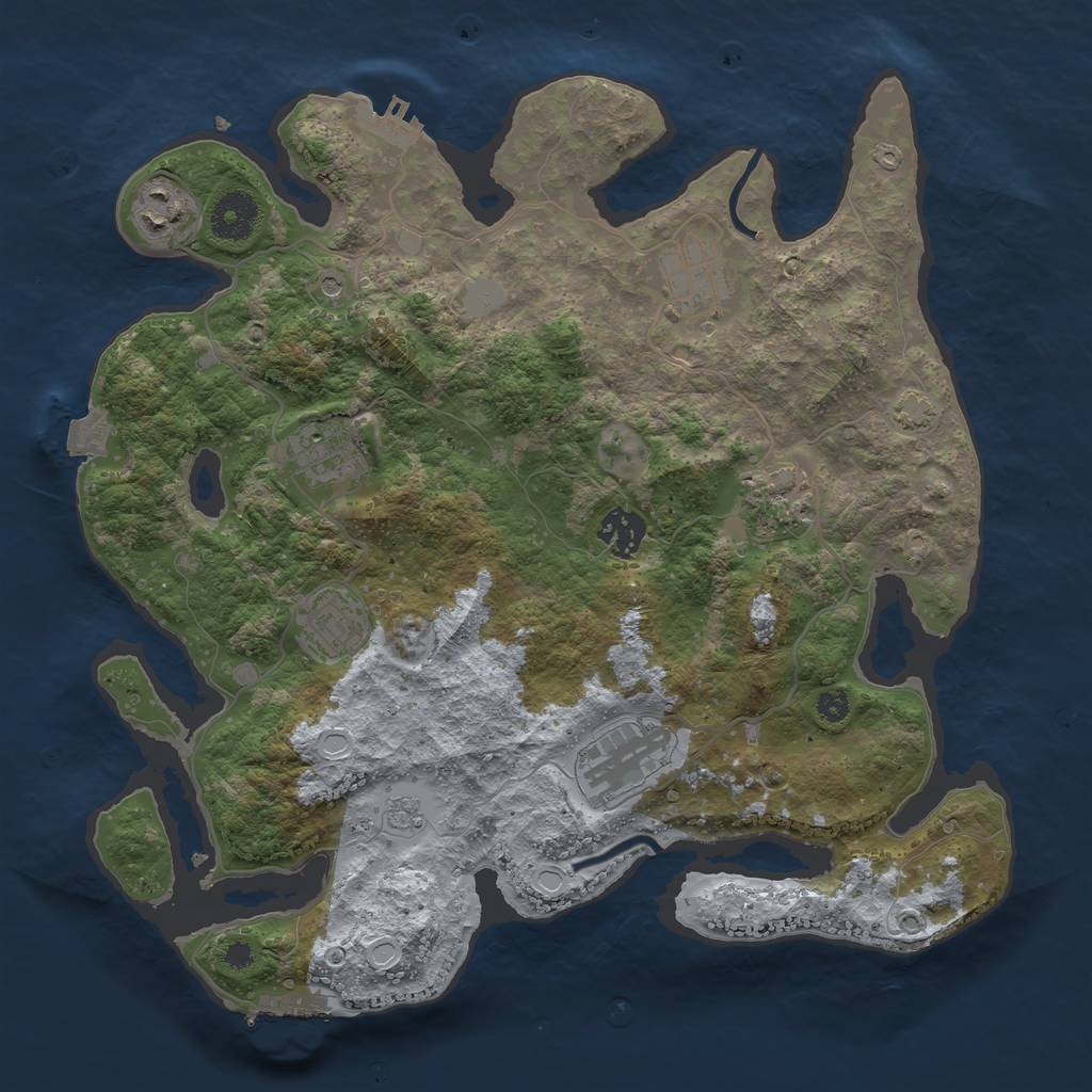Rust Map: Procedural Map, Size: 3450, Seed: 73118284, 15 Monuments