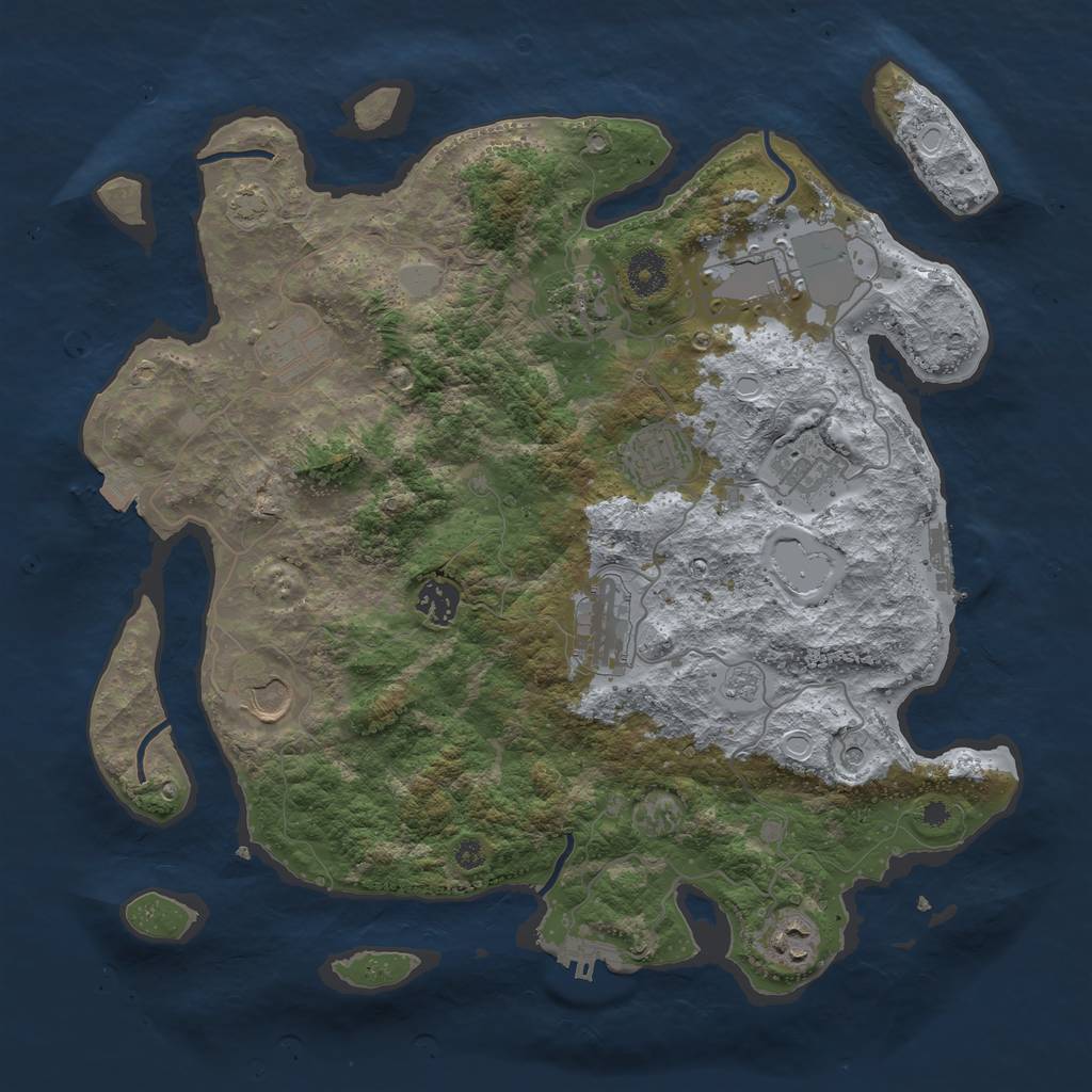 Rust Map: Procedural Map, Size: 3750, Seed: 1250543, 17 Monuments