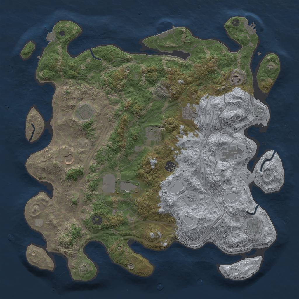 Rust Map: Procedural Map, Size: 4250, Seed: 10144, 18 Monuments