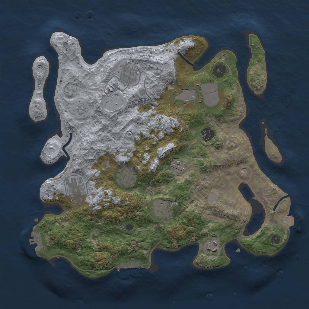 Rust Map: Procedural Map, Size: 3500, Seed: 4786952, 15 Monuments
