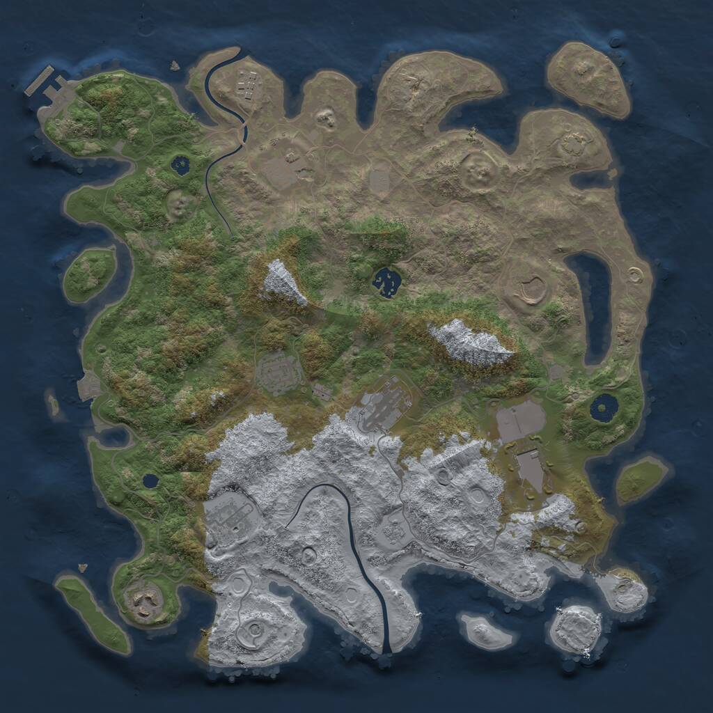 Rust Map: Procedural Map, Size: 3850, Seed: 91118662, 14 Monuments