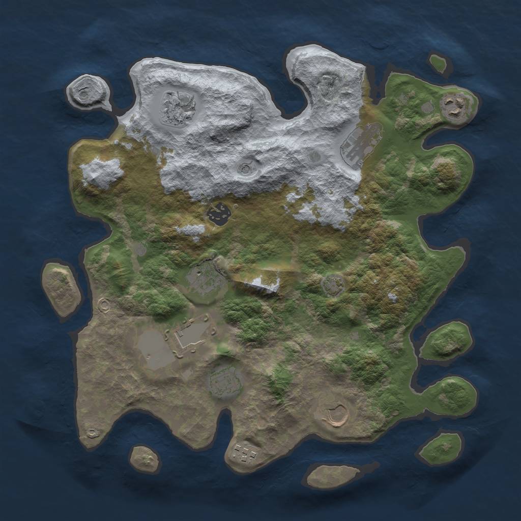 Rust Map: Barren, Size: 3500, Seed: 702057630, 13 Monuments
