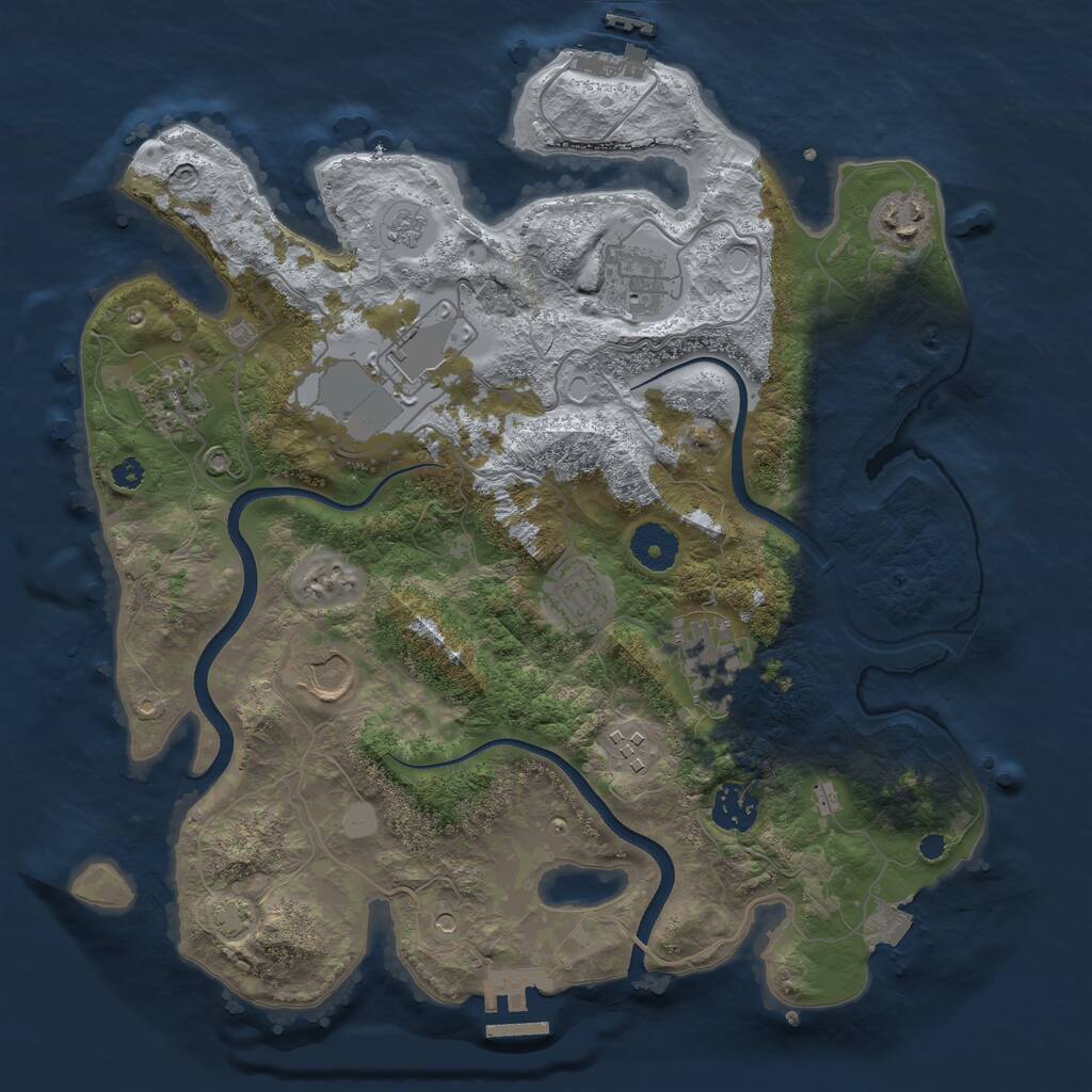 Rust Map: Procedural Map, Size: 3500, Seed: 62124580, 15 Monuments