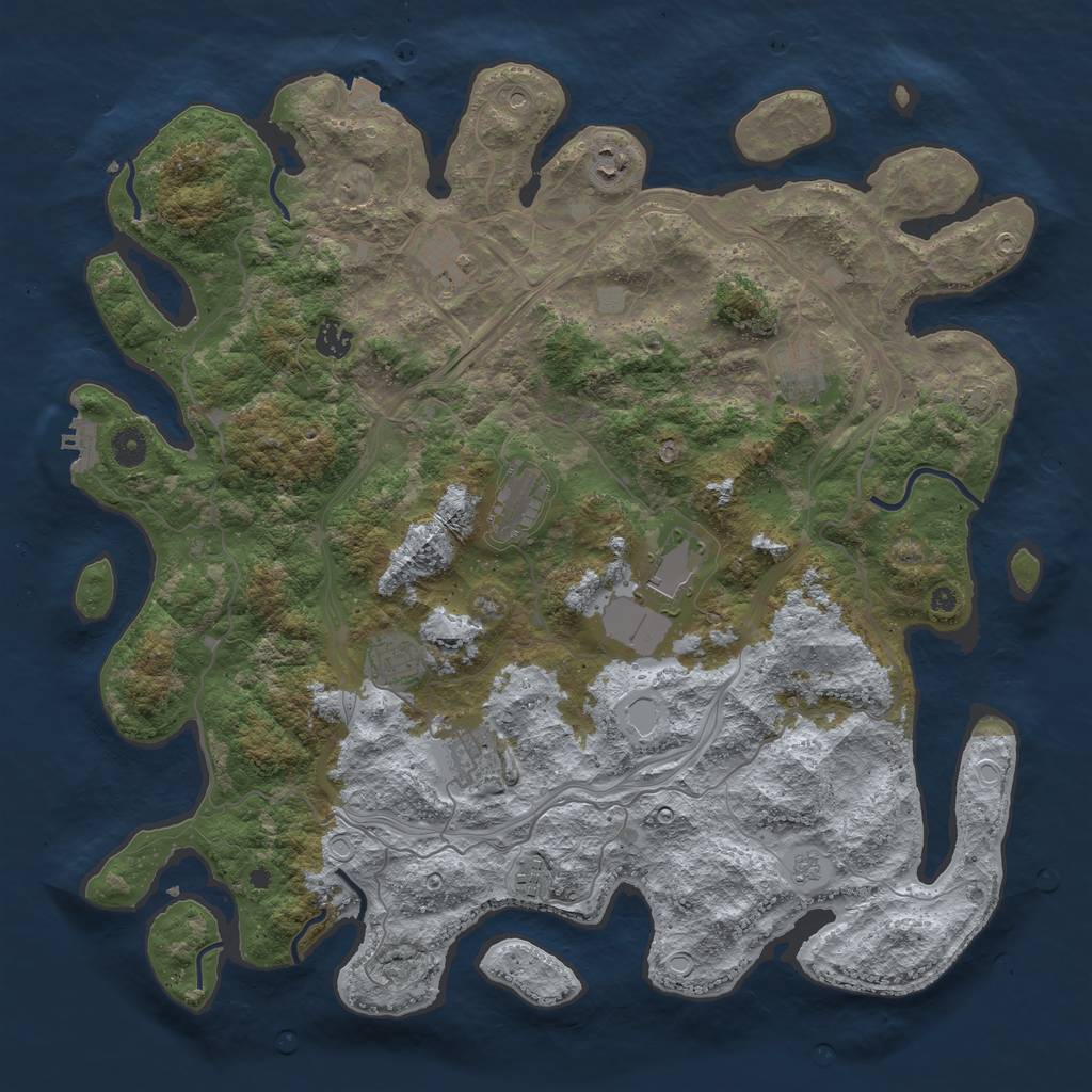 Rust Map: Procedural Map, Size: 4400, Seed: 54003006, 16 Monuments