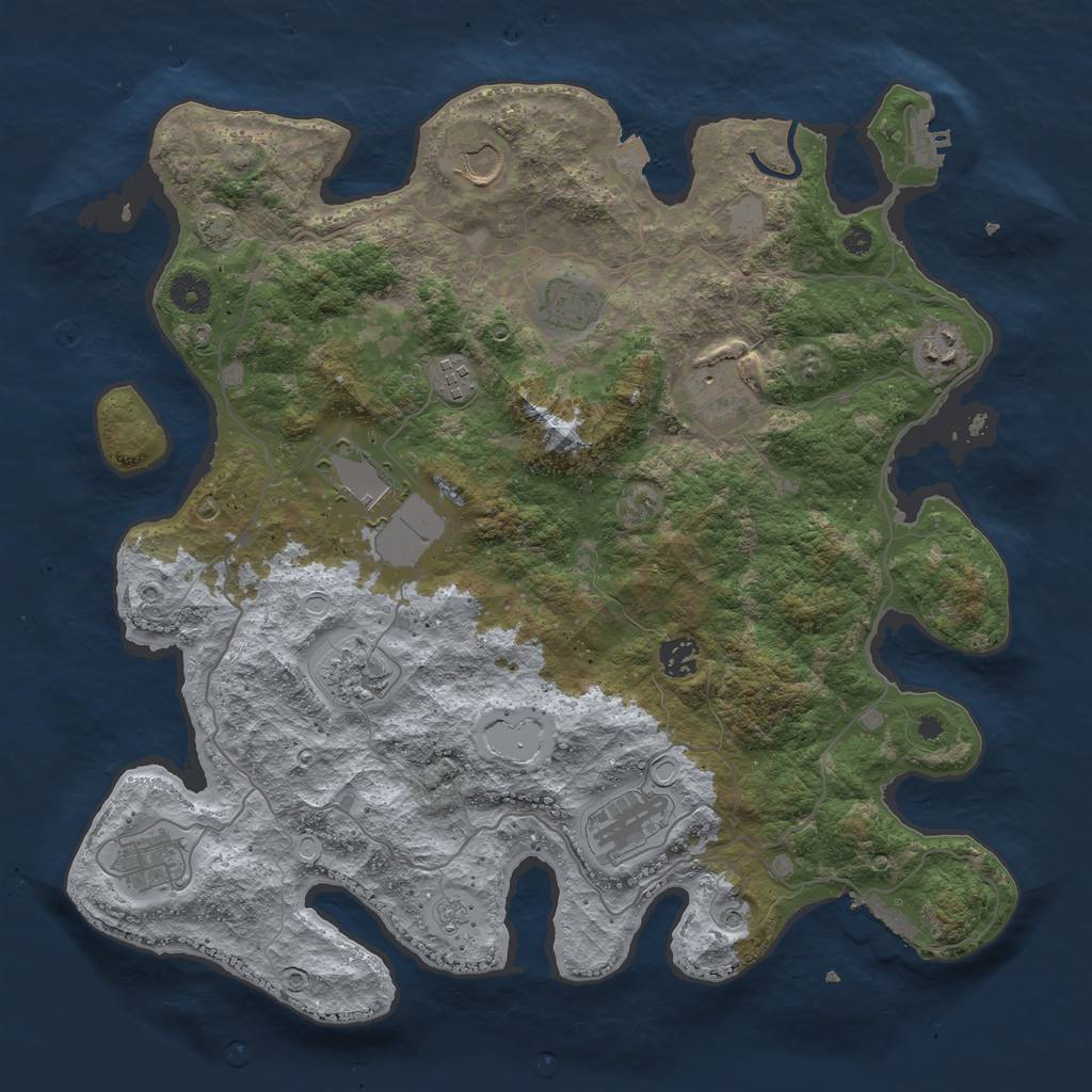 Rust Map: Procedural Map, Size: 4000, Seed: 76016, 18 Monuments
