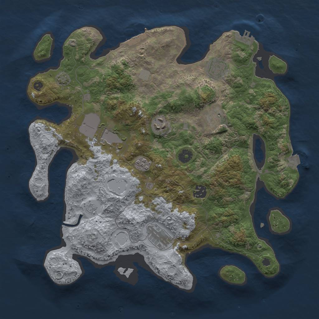 Rust Map: Procedural Map, Size: 3500, Seed: 1544428309, 14 Monuments