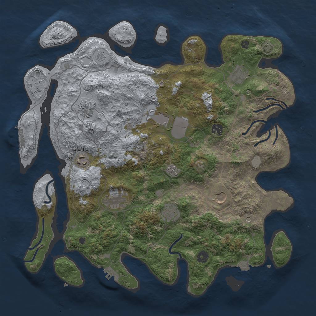 Rust Map: Procedural Map, Size: 4000, Seed: 1953591415, 17 Monuments
