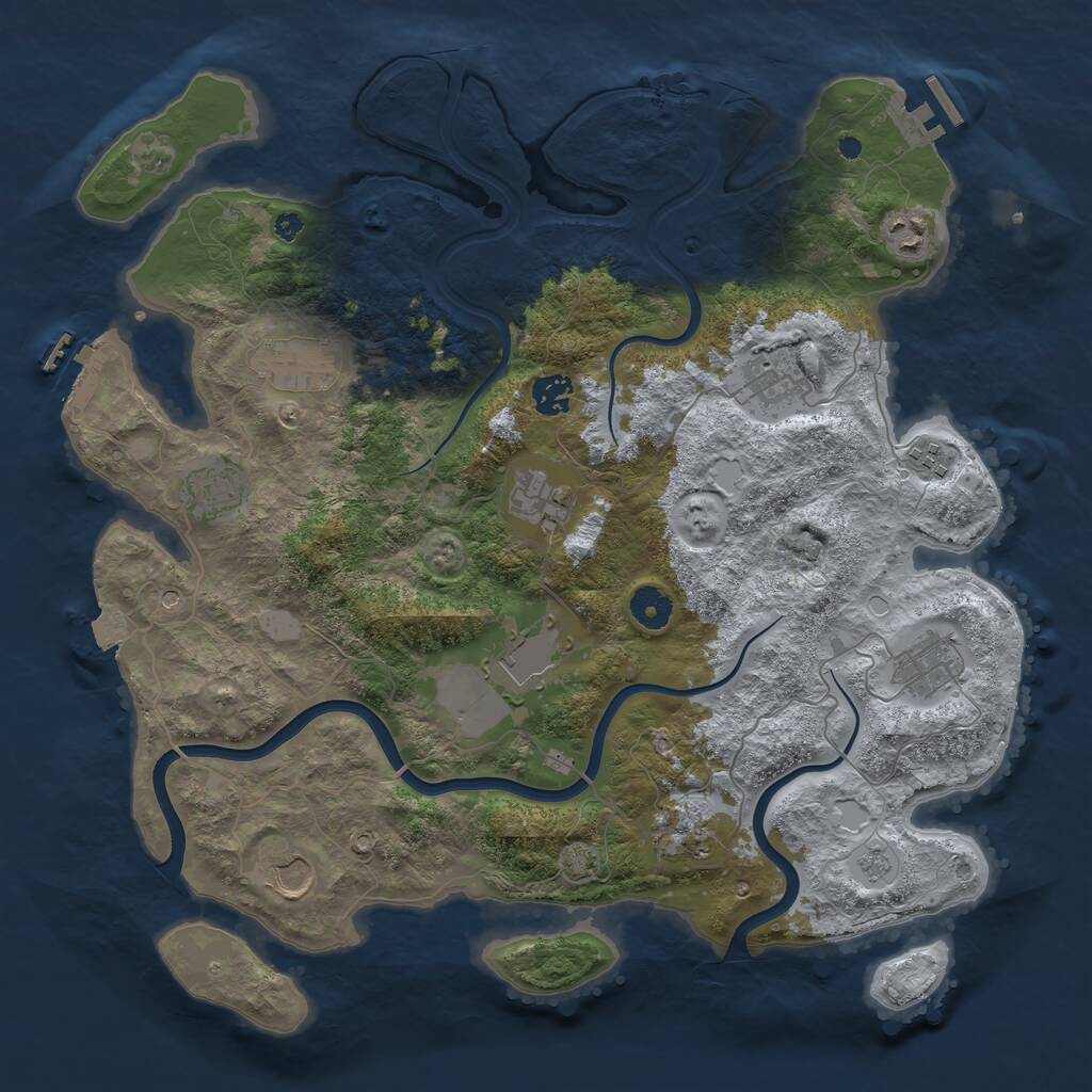 Rust Map: Procedural Map, Size: 3950, Seed: 81088669, 17 Monuments
