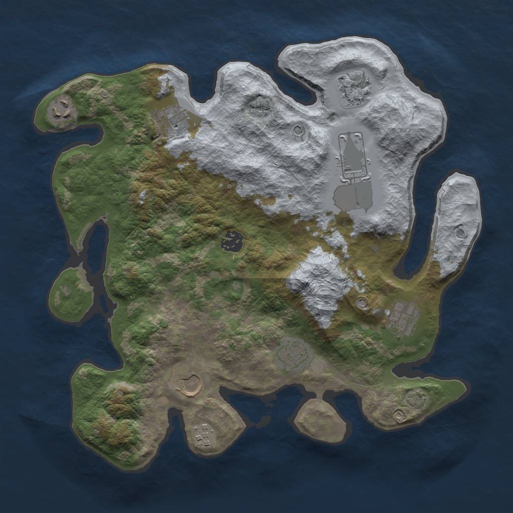 Rust Map: Barren, Size: 3500, Seed: 1112439417, 13 Monuments