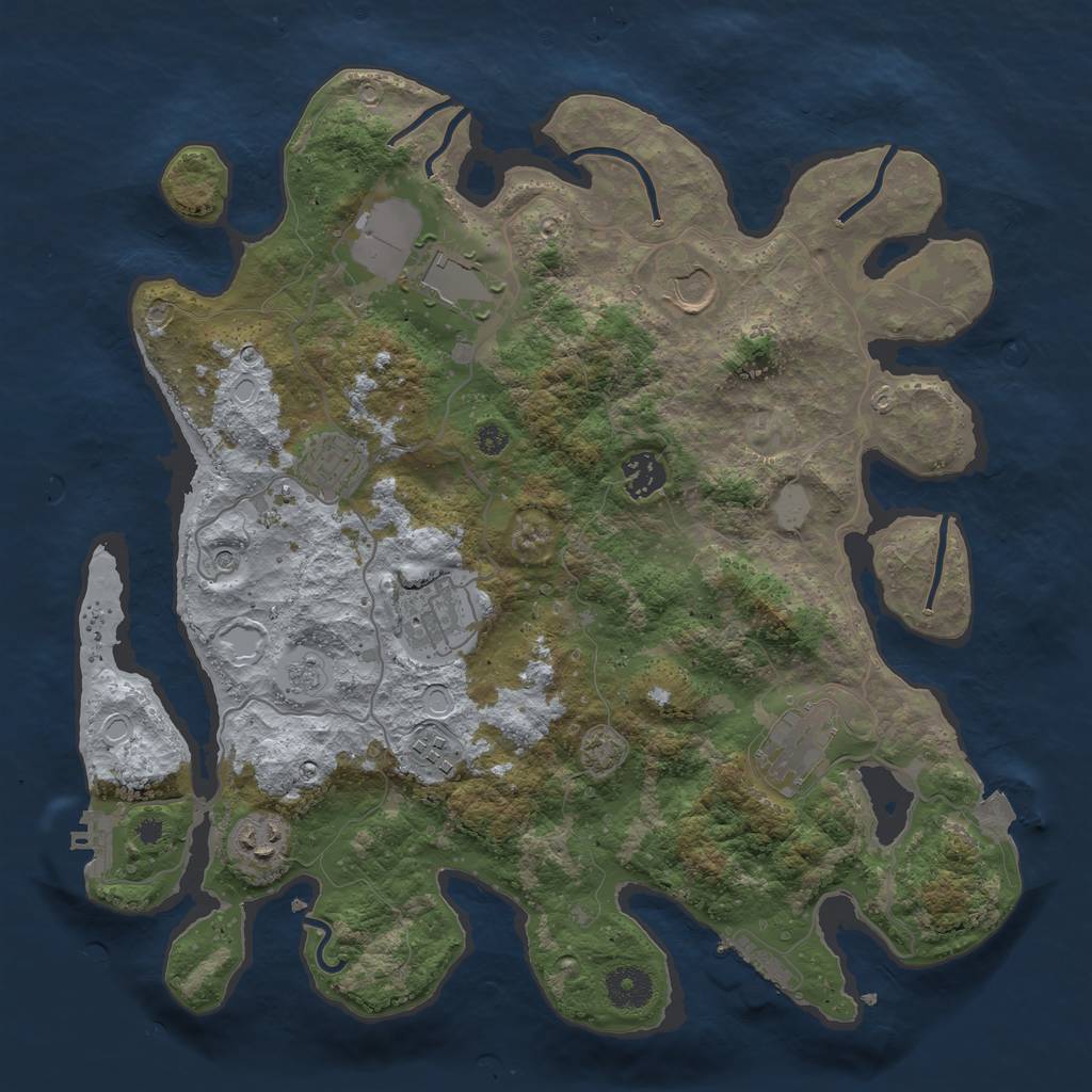 Rust Map: Procedural Map, Size: 3650, Seed: 7169508, 16 Monuments