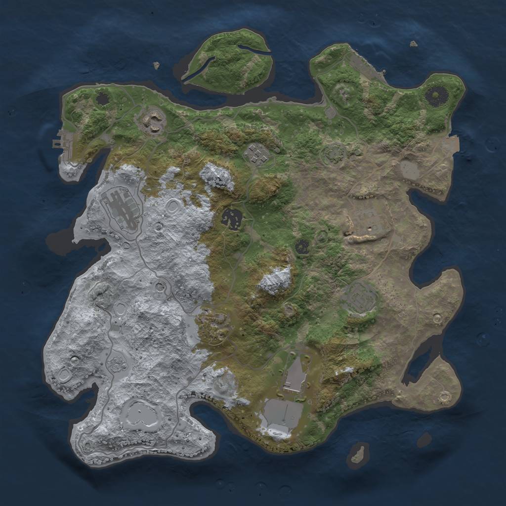 Rust Map: Procedural Map, Size: 3500, Seed: 999638732, 16 Monuments