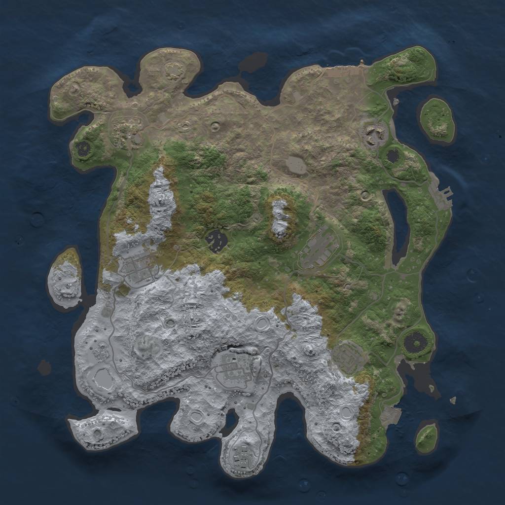 Rust Map: Procedural Map, Size: 3500, Seed: 86364572, 15 Monuments