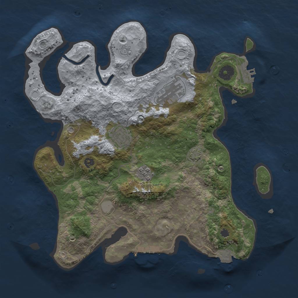 Rust Map: Procedural Map, Size: 3000, Seed: 1693077190, 10 Monuments