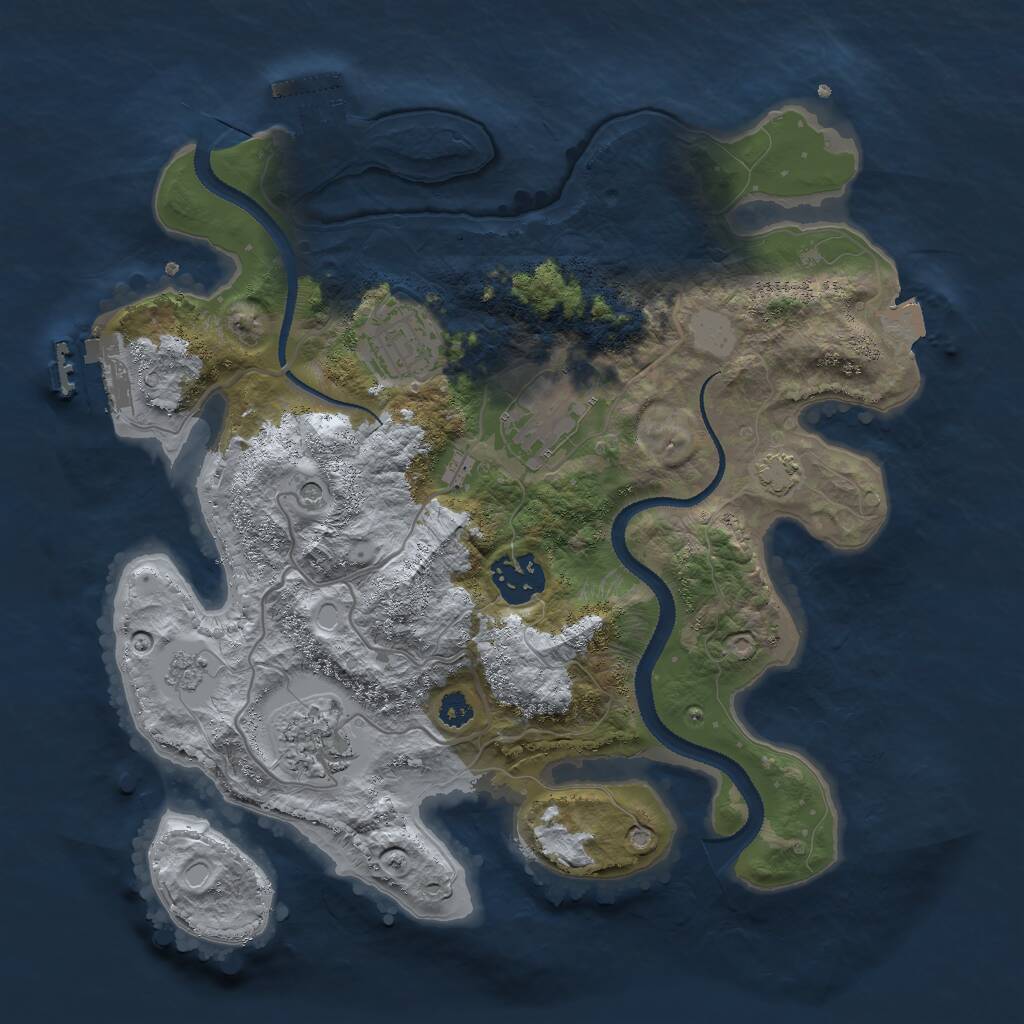 Rust Map: Procedural Map, Size: 3000, Seed: 77454, 10 Monuments