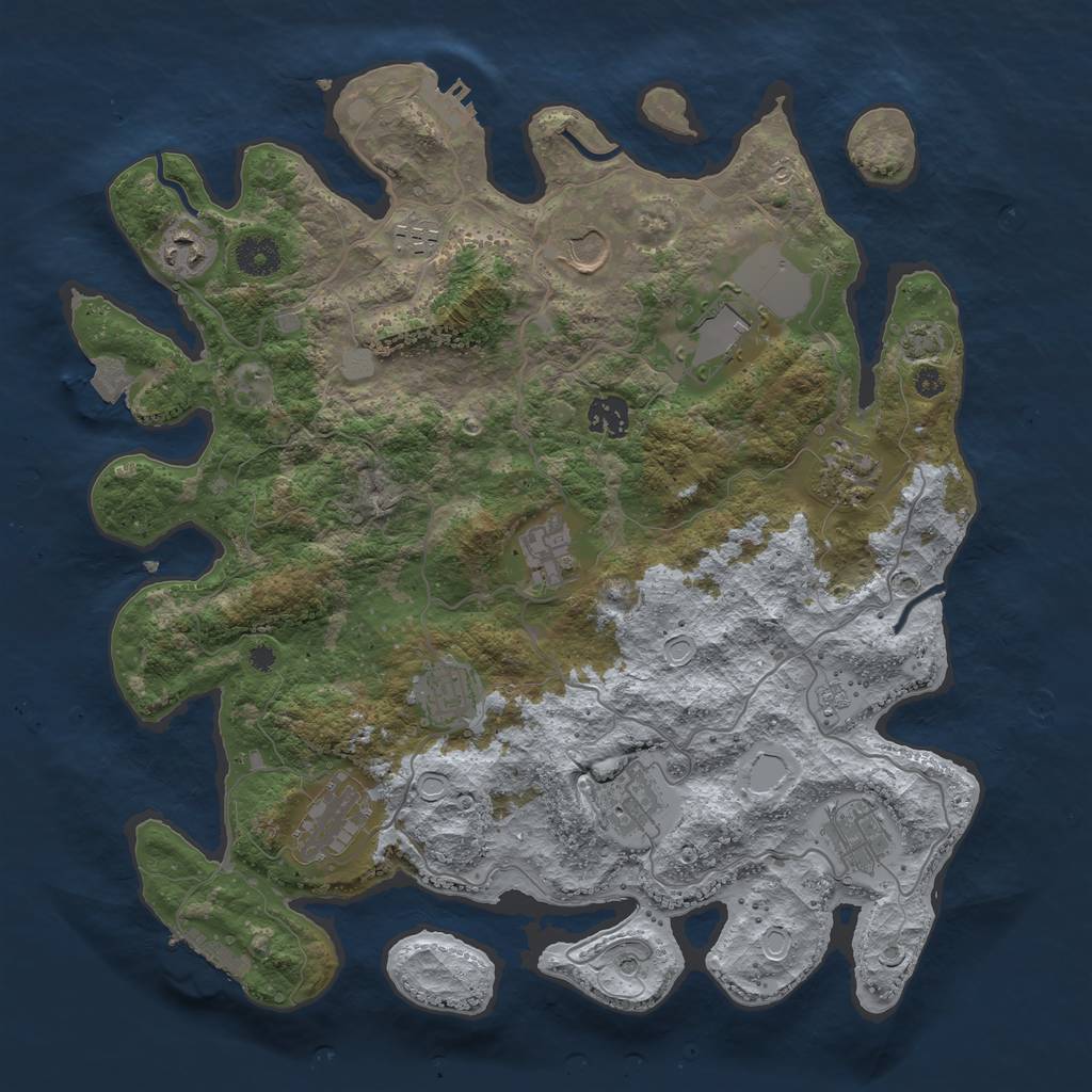 Rust Map: Procedural Map, Size: 3800, Seed: 72176658, 19 Monuments