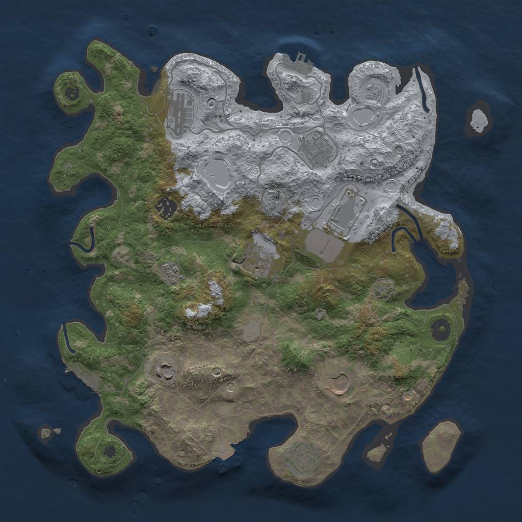 Rust Map: Procedural Map, Size: 3700, Seed: 4881762, 17 Monuments