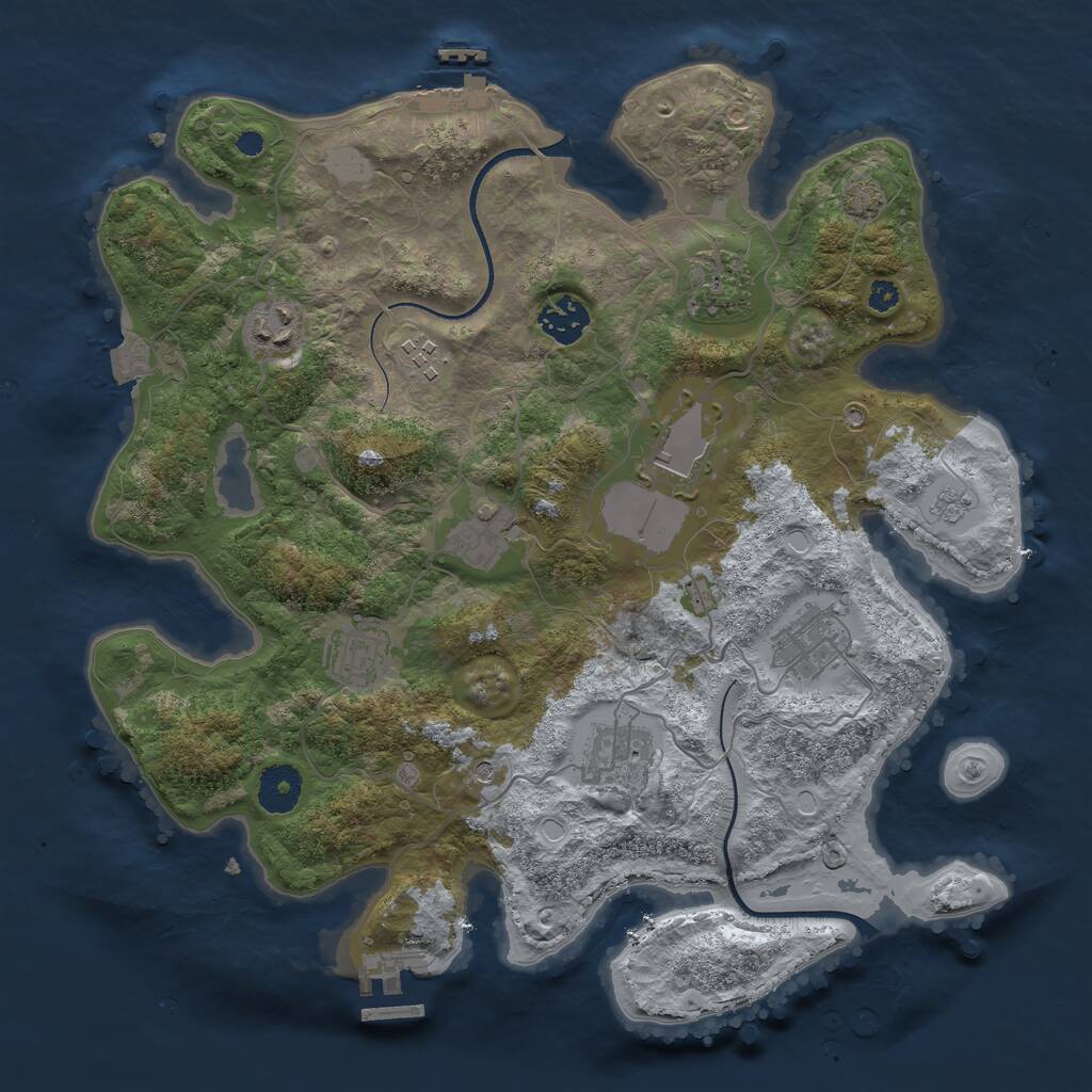 Rust Map: Procedural Map, Size: 3500, Seed: 129968864, 15 Monuments