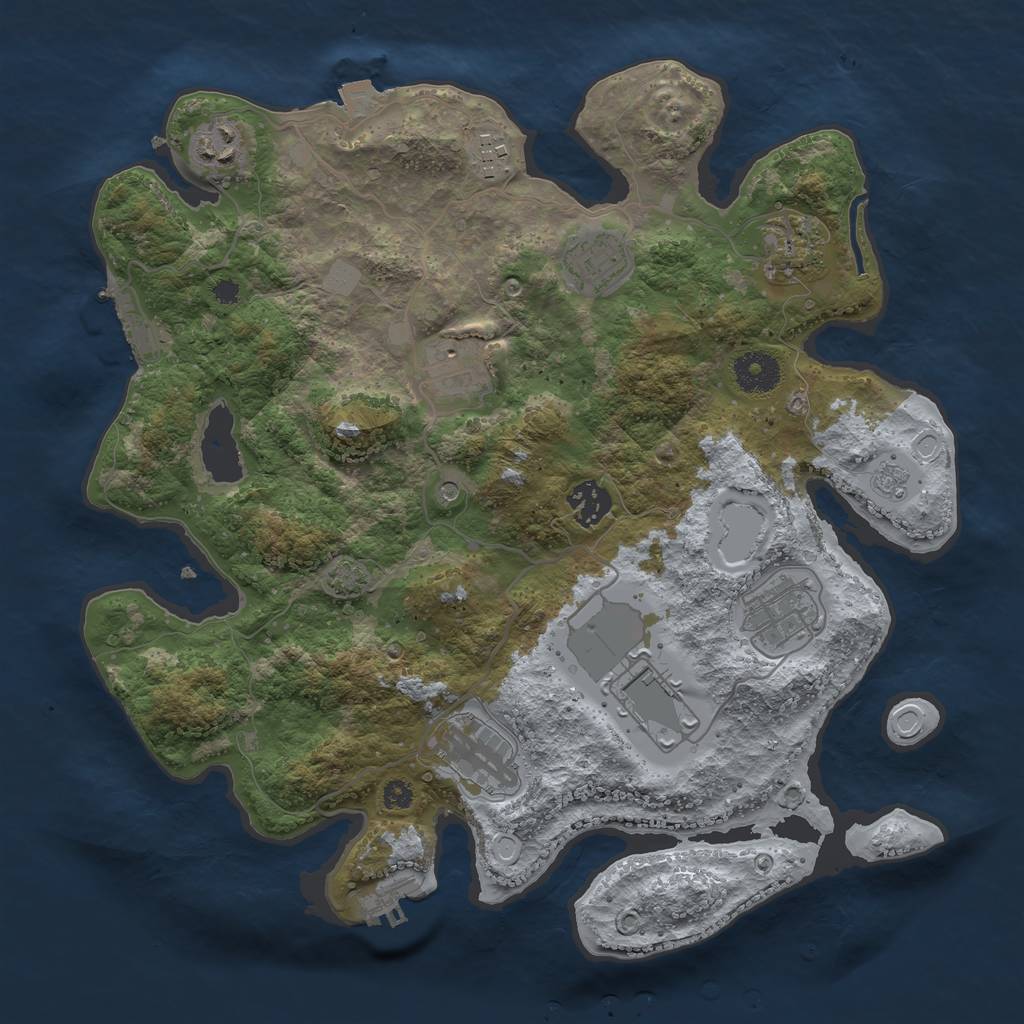 Rust Map: Procedural Map, Size: 3500, Seed: 129968864, 17 Monuments