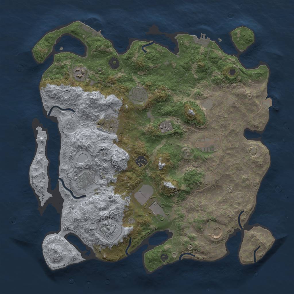 Rust Map: Procedural Map, Size: 3900, Seed: 2370, 18 Monuments