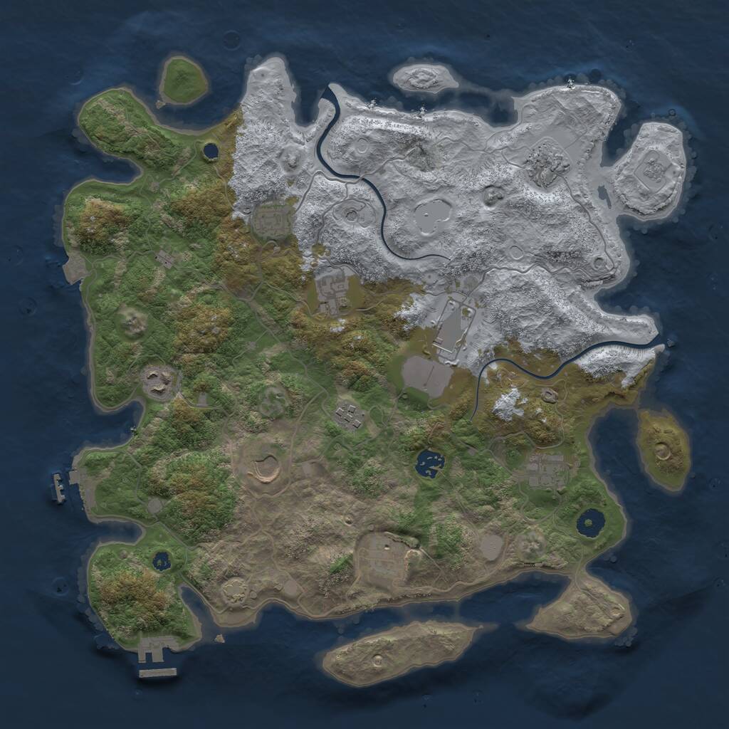 Rust Map: Procedural Map, Size: 3950, Seed: 2107406509, 16 Monuments
