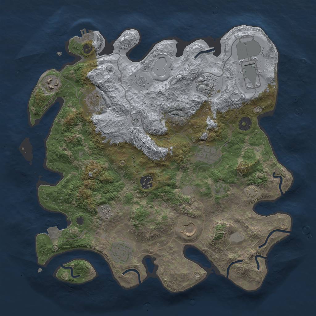 Rust Map: Procedural Map, Size: 3500, Seed: 2325986, 16 Monuments