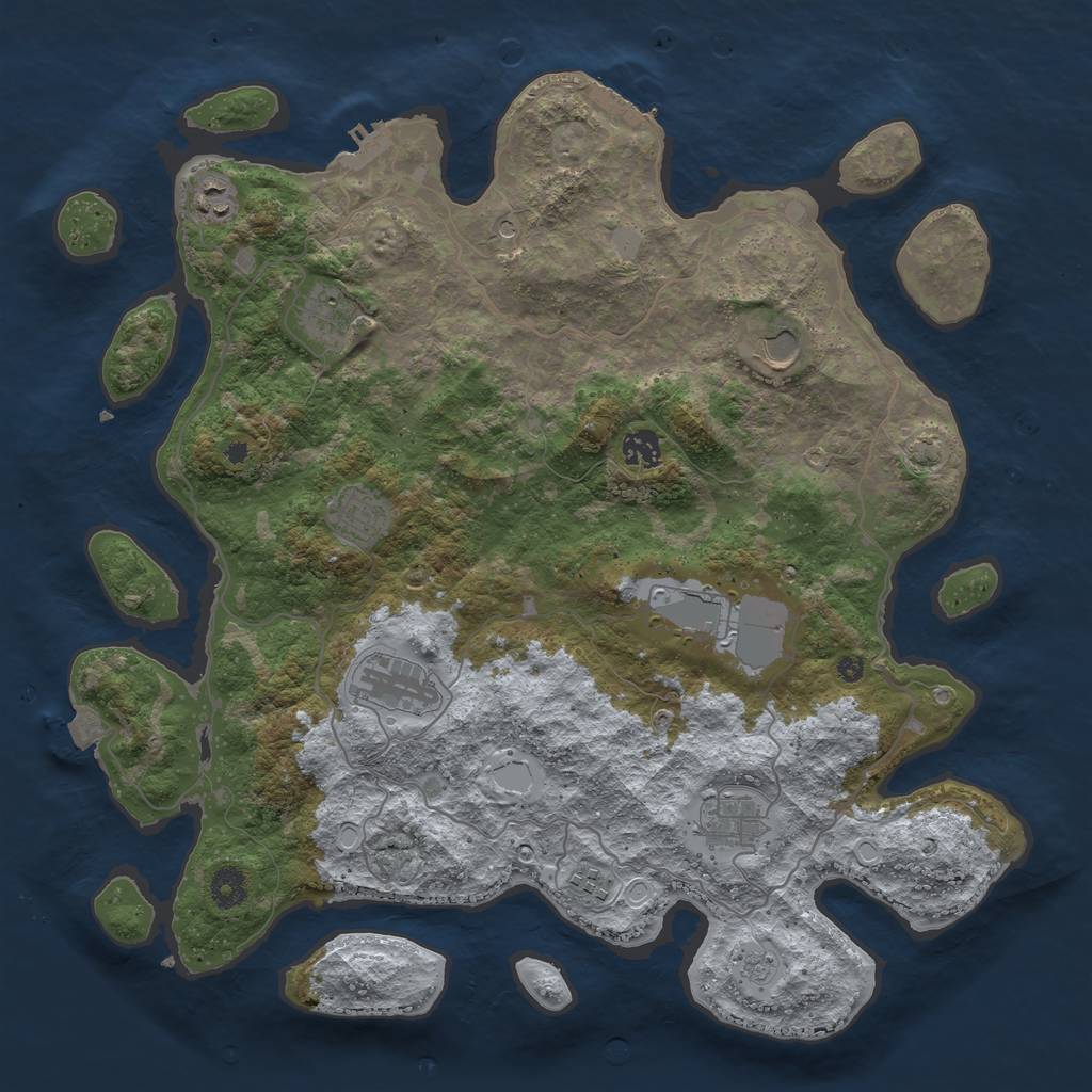 Rust Map: Procedural Map, Size: 4100, Seed: 31863677, 17 Monuments
