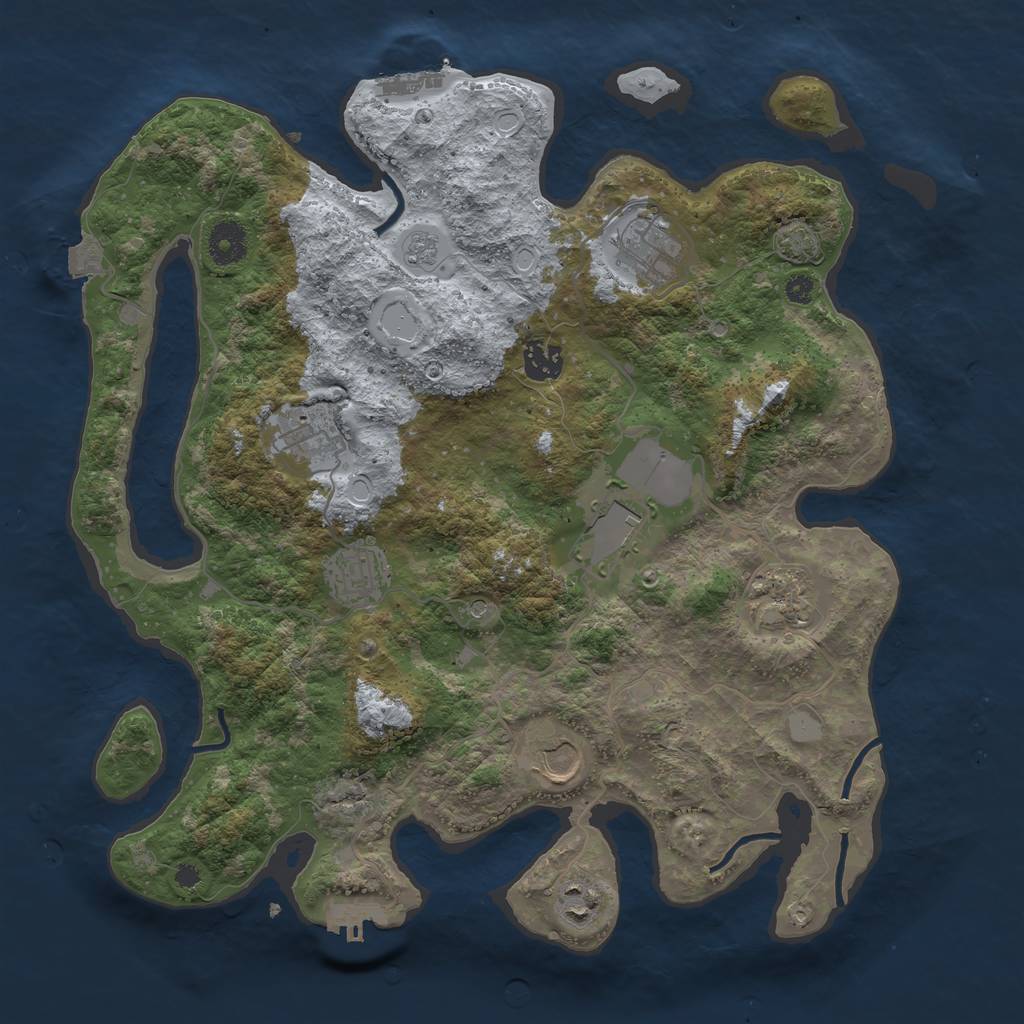 Rust Map: Procedural Map, Size: 3700, Seed: 2096049247, 16 Monuments