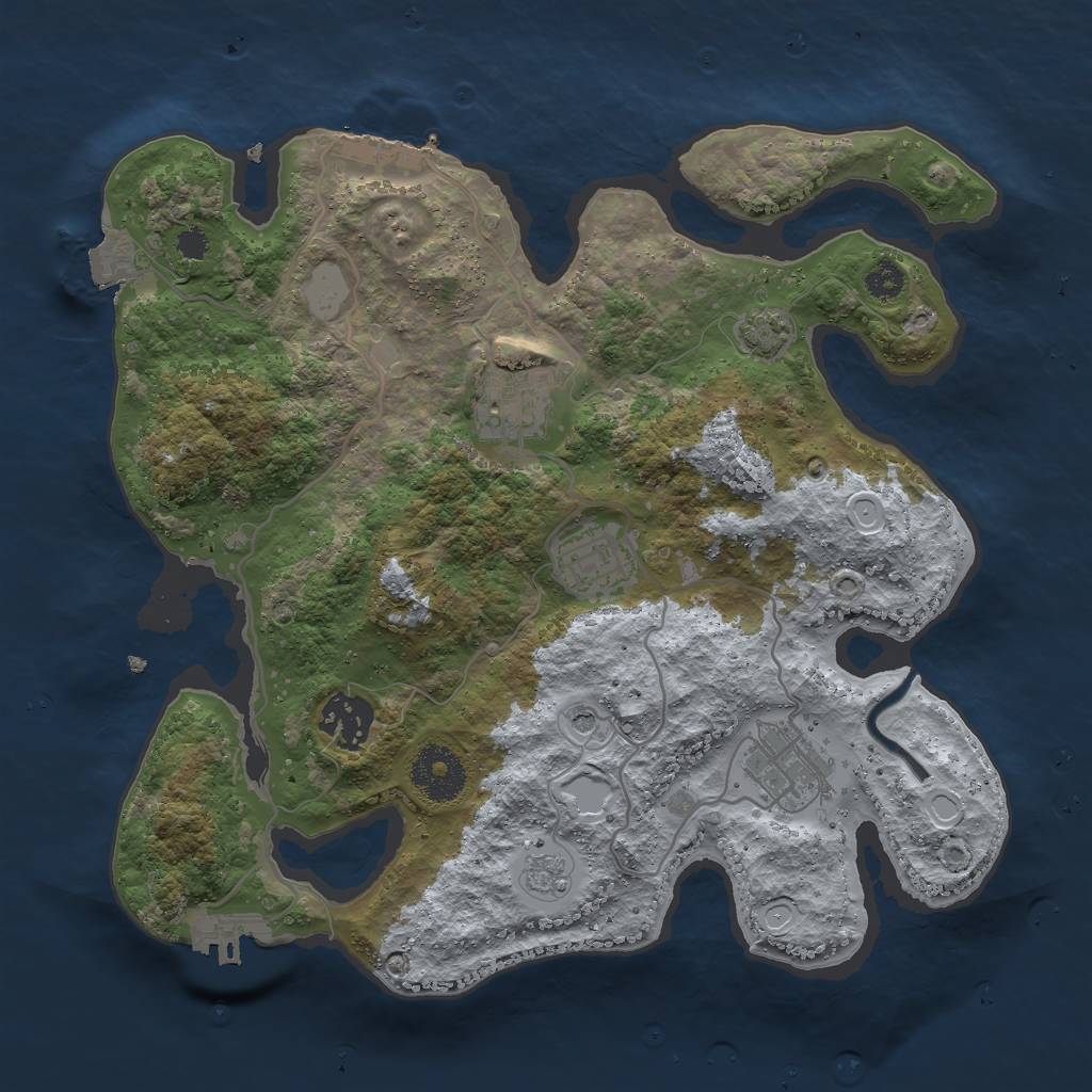 Rust Map: Procedural Map, Size: 3000, Seed: 2125971931, 12 Monuments