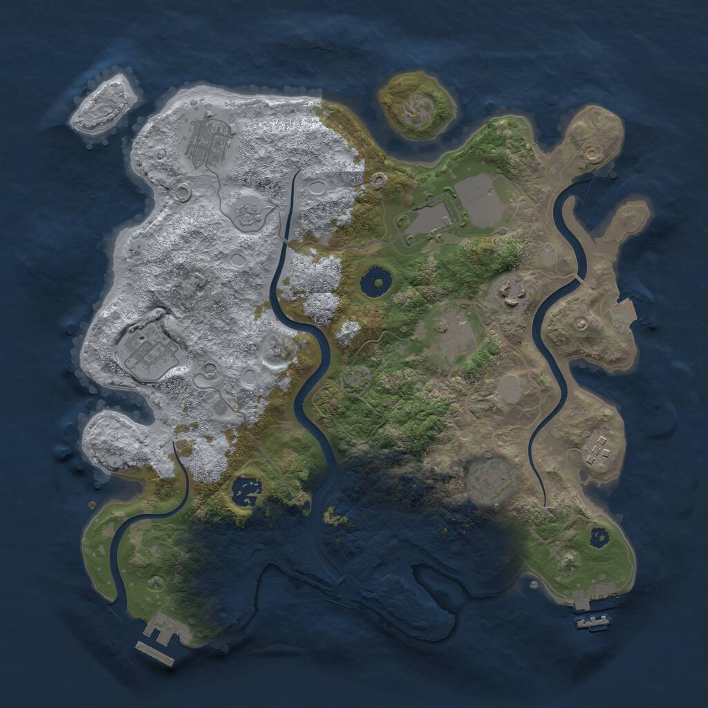 Rust Map: Procedural Map, Size: 3500, Seed: 1059564807, 14 Monuments