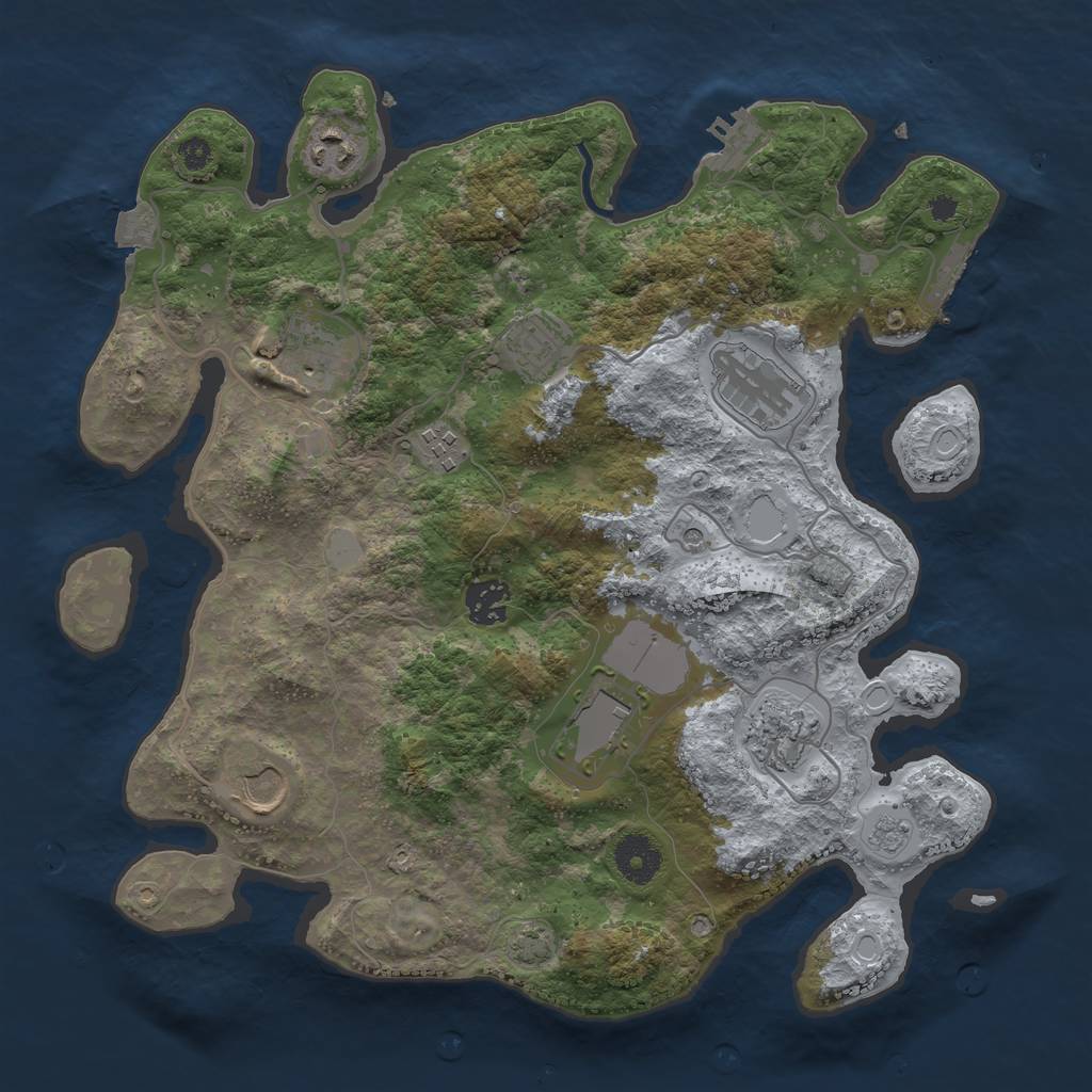 Rust Map: Procedural Map, Size: 3500, Seed: 1327336857, 17 Monuments