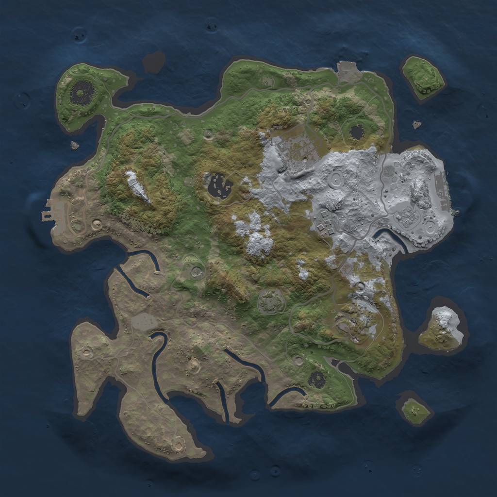 Rust Map: Procedural Map, Size: 3000, Seed: 124789, 12 Monuments