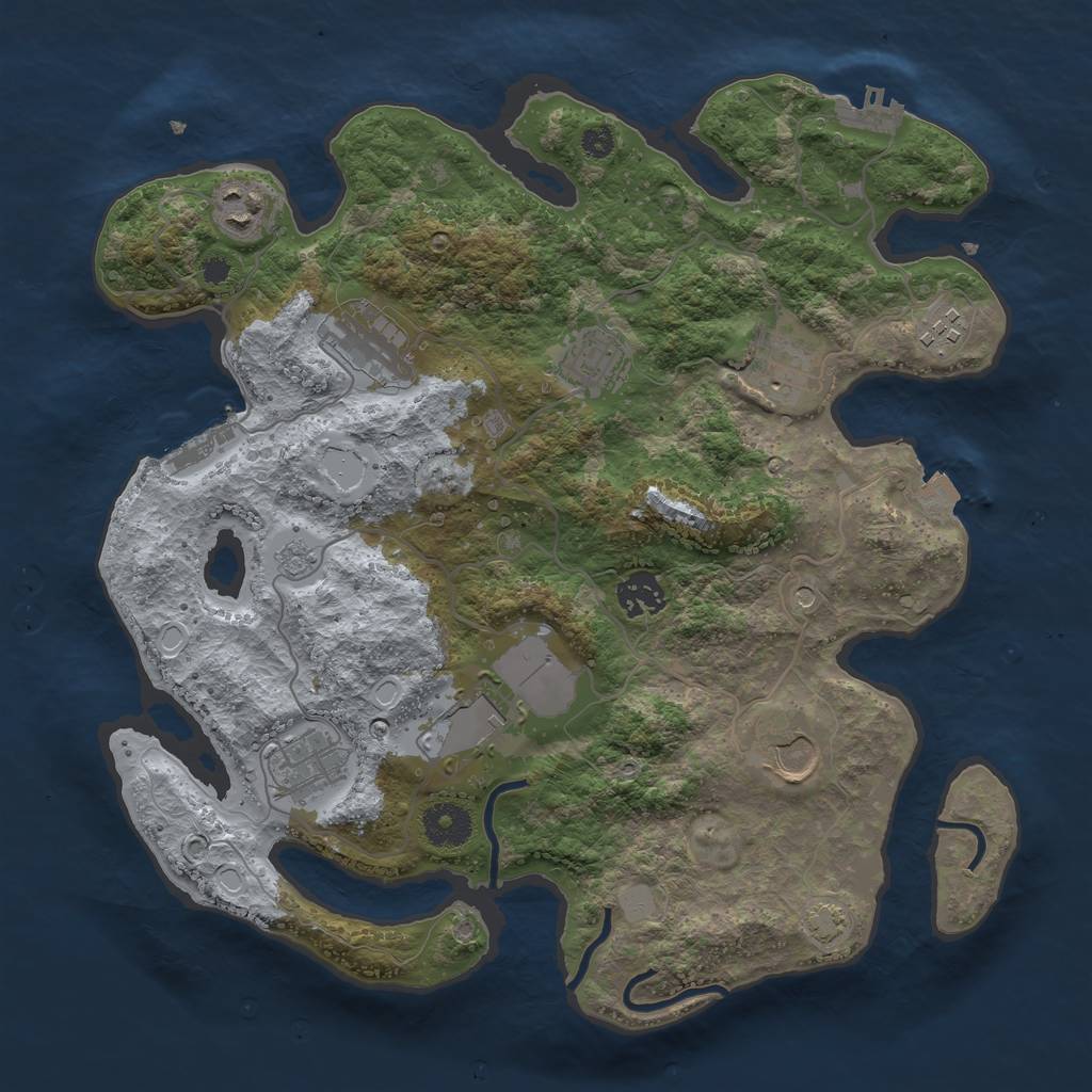 Rust Map: Procedural Map, Size: 3500, Seed: 30065, 17 Monuments