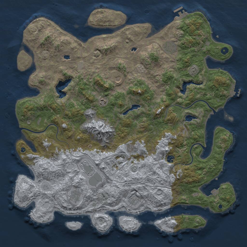 Rust Map: Procedural Map, Size: 5000, Seed: 77777777, 16 Monuments