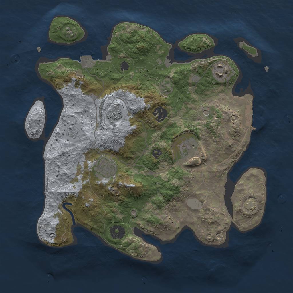 Rust Map: Procedural Map, Size: 3000, Seed: 12781357, 12 Monuments