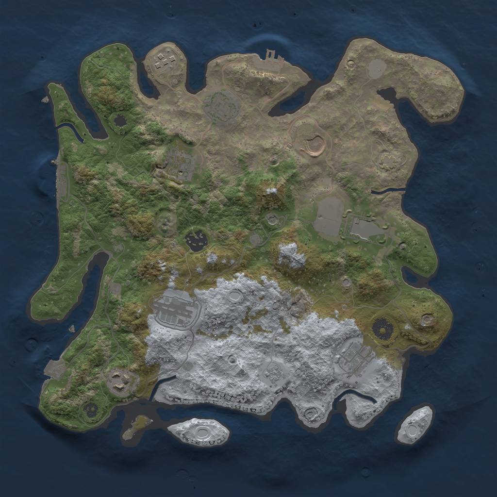Rust Map: Procedural Map, Size: 3500, Seed: 60095021, 17 Monuments