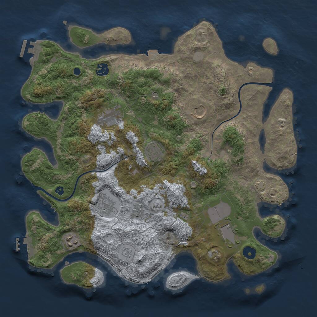 Rust Map: Procedural Map, Size: 3650, Seed: 39169065, 14 Monuments