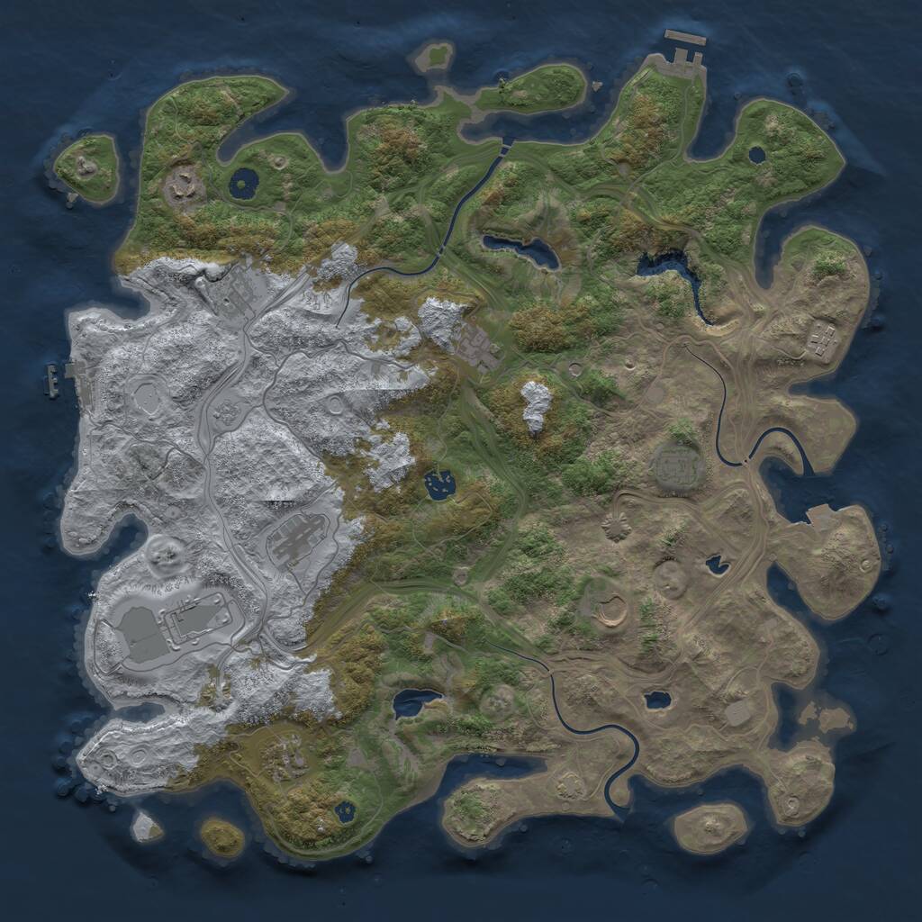 Rust Map: Procedural Map, Size: 4500, Seed: 1690639923, 16 Monuments