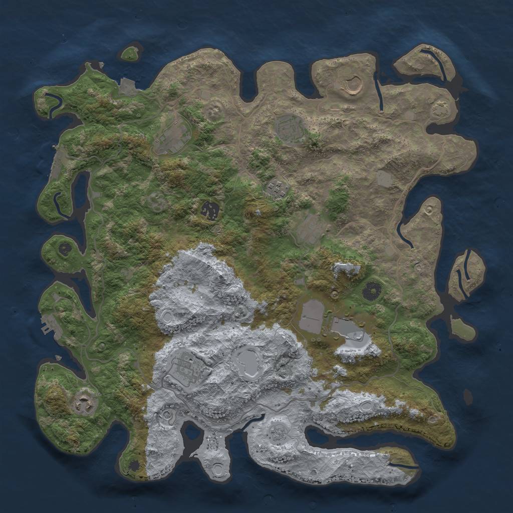 Rust Map: Procedural Map, Size: 4100, Seed: 13031251, 17 Monuments