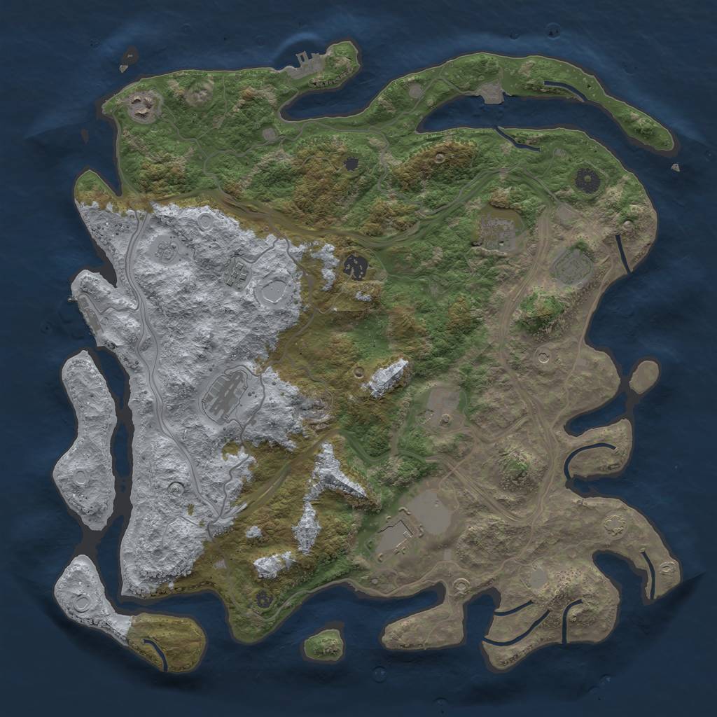 Rust Map: Procedural Map, Size: 4300, Seed: 23584980, 16 Monuments