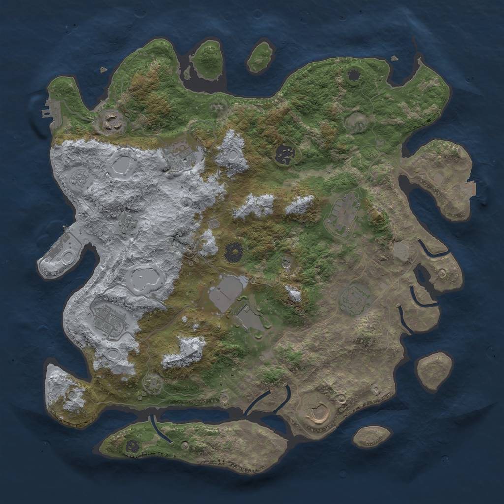 Rust Map: Procedural Map, Size: 3800, Seed: 25092361, 17 Monuments