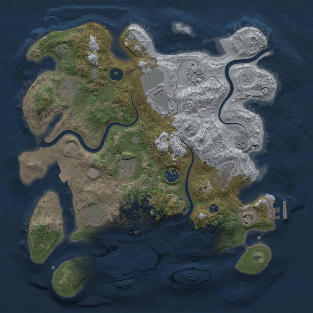 Rust Map: Procedural Map, Size: 3550, Seed: 50485313, 15 Monuments