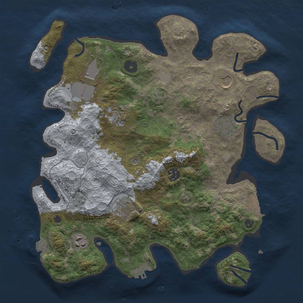 Rust Map: Procedural Map, Size: 3500, Seed: 10457, 16 Monuments
