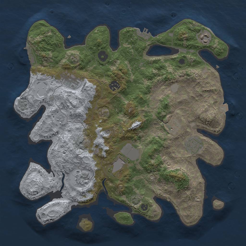 Rust Map: Procedural Map, Size: 3600, Seed: 28275363, 16 Monuments