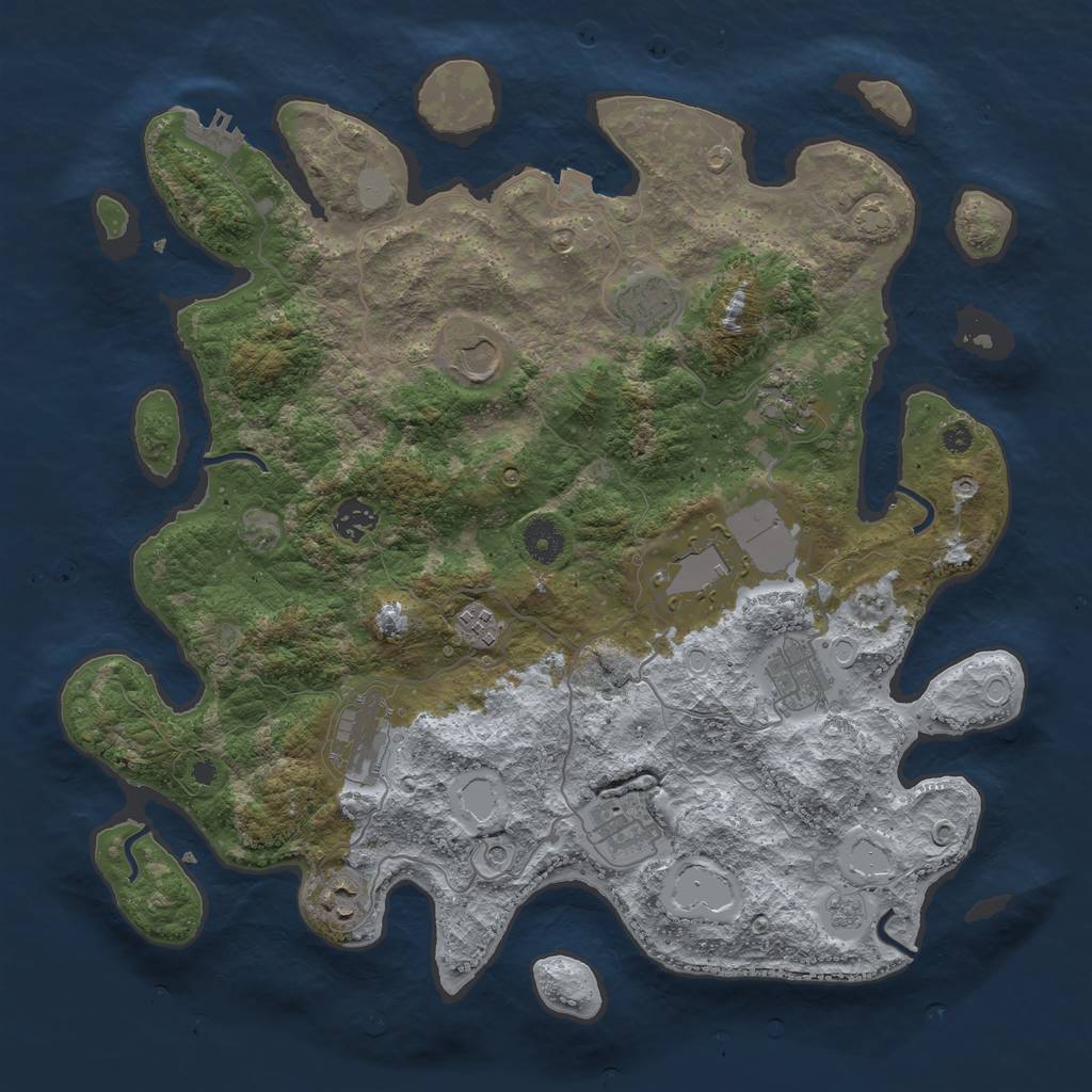 Rust Map: Procedural Map, Size: 3900, Seed: 85297799, 17 Monuments
