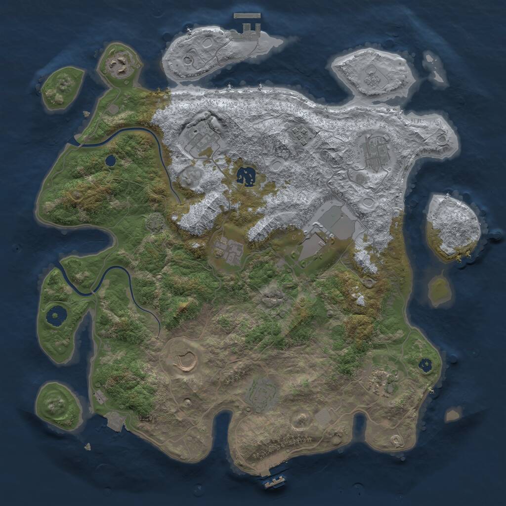 Rust Map: Procedural Map, Size: 3800, Seed: 21564459, 16 Monuments