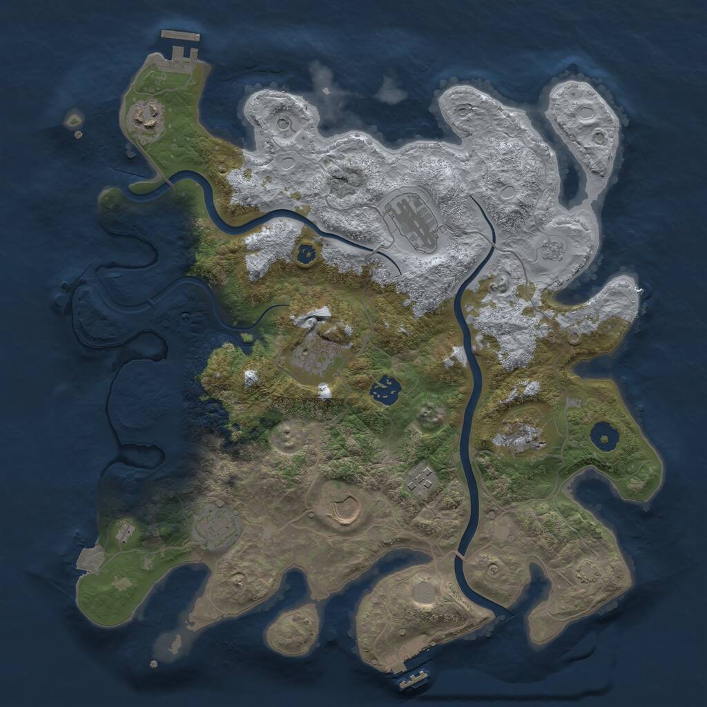 Rust Map: Procedural Map, Size: 3700, Seed: 30339031, 14 Monuments