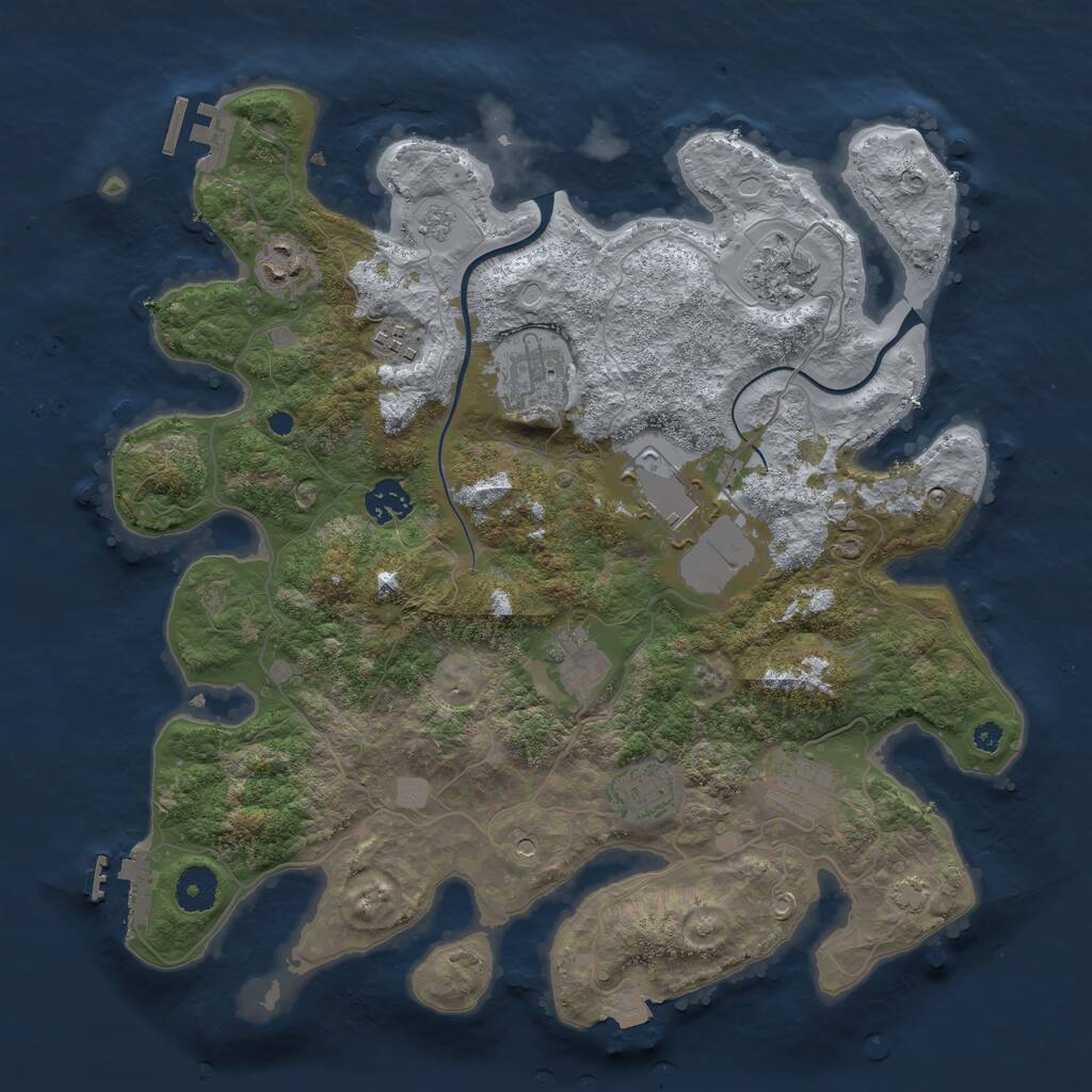 Rust Map: Procedural Map, Size: 3700, Seed: 30339031, 15 Monuments