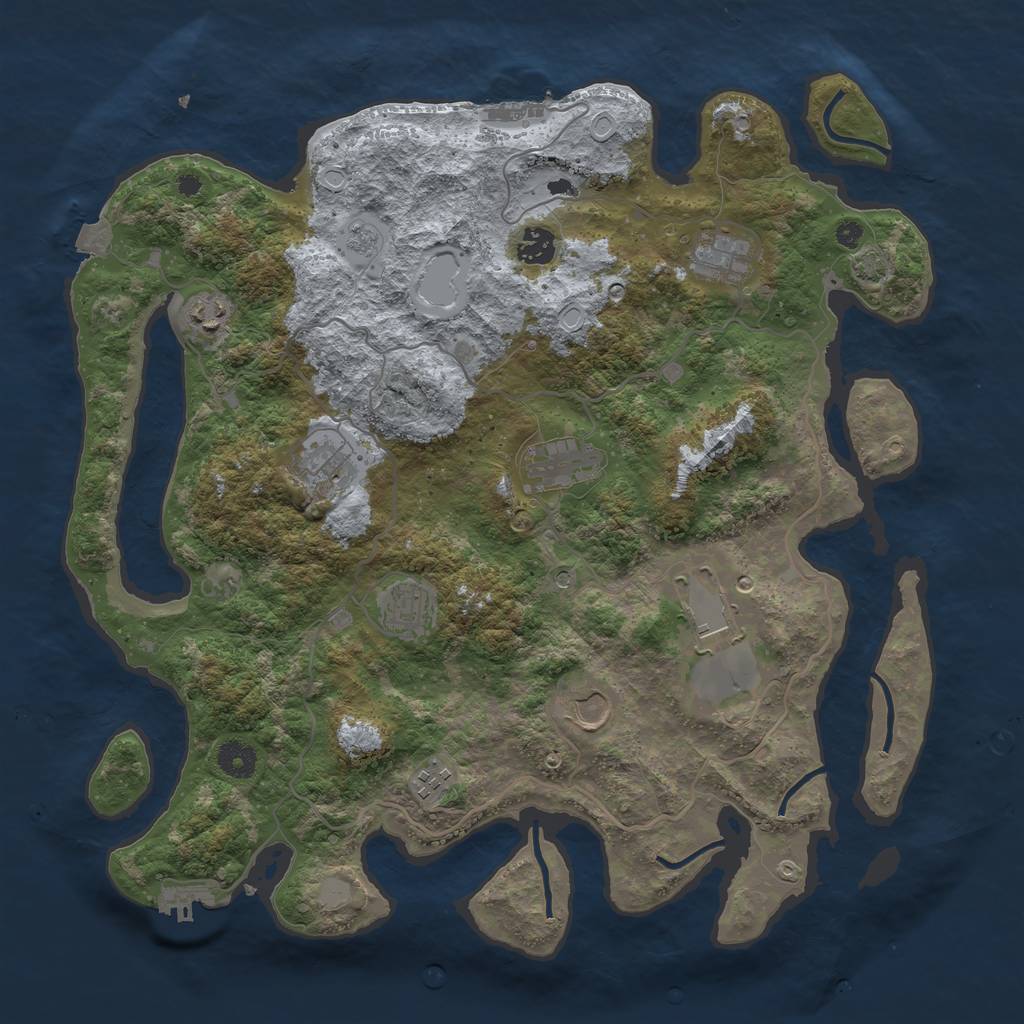 Rust Map: Procedural Map, Size: 4000, Seed: 2096049247, 17 Monuments