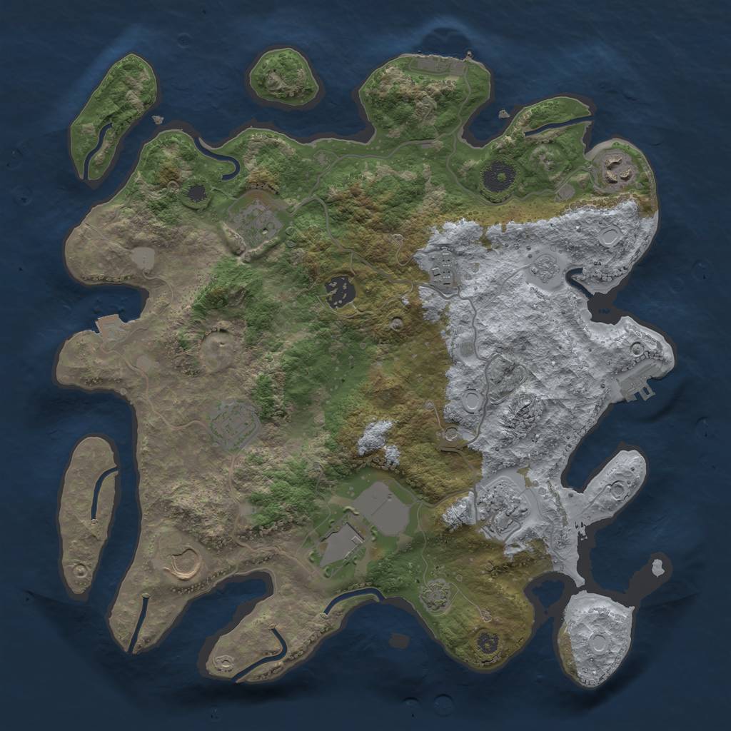 Rust Map: Procedural Map, Size: 3500, Seed: 979008045, 16 Monuments