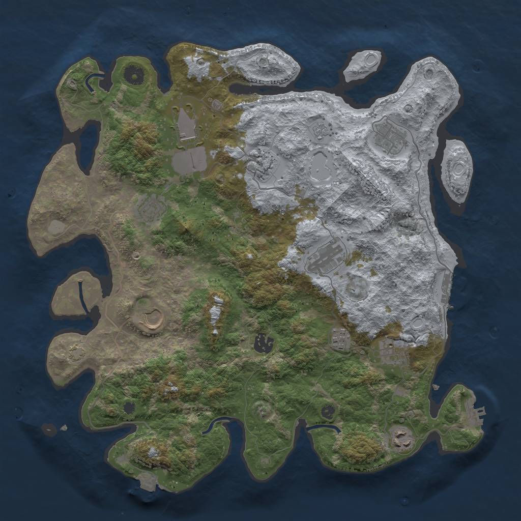 Rust Map: Procedural Map, Size: 3900, Seed: 61795192, 17 Monuments